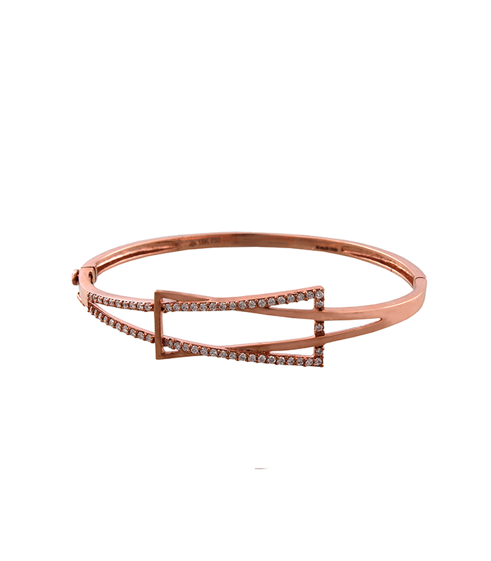 14KT Rose Gold Curvaceous Glimmer Diamond Bangle